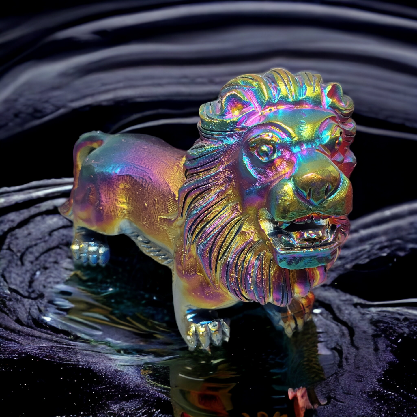 3,6Kg Löwe aus Rainbow Titan Mineral - 'Einzelstück' & Sammlerstück, der Extraklasse